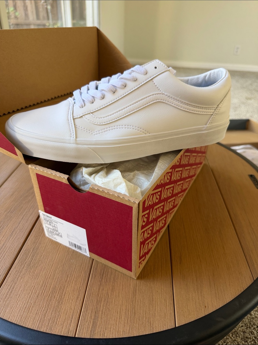 Vans Leather Low-Top Sneakers in White